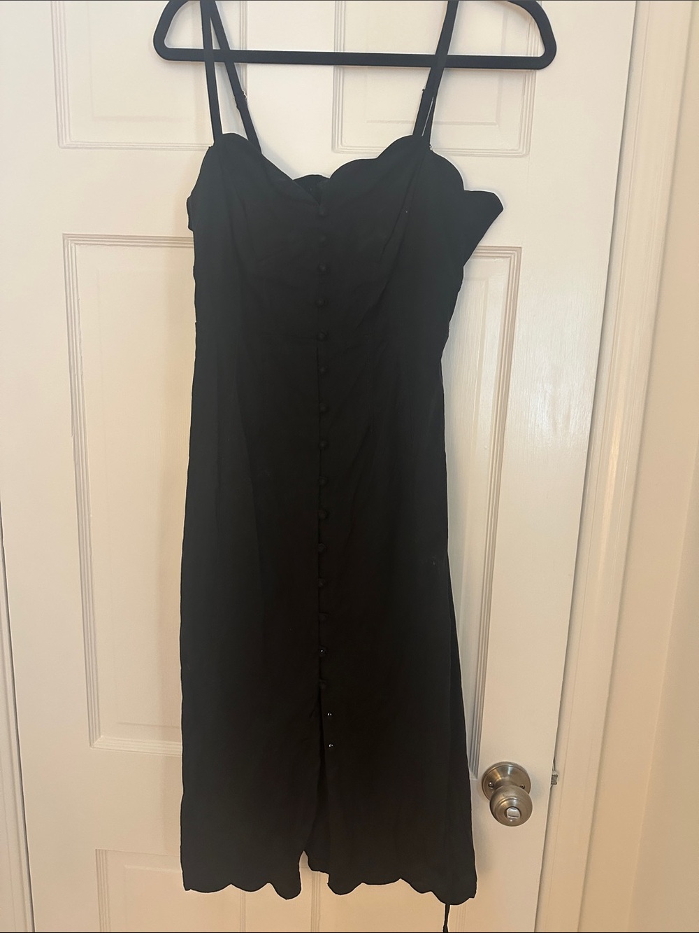Anthropologie Black Scallop-Edge Midi Dress